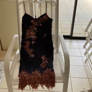 Gorgeous black tie evening tea length gown for cocktail party or wedding